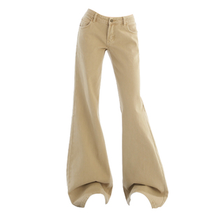 辣妹低腰不贴腿微喇牛仔裤女2026春季小个子宽松百搭显瘦卡其长裤