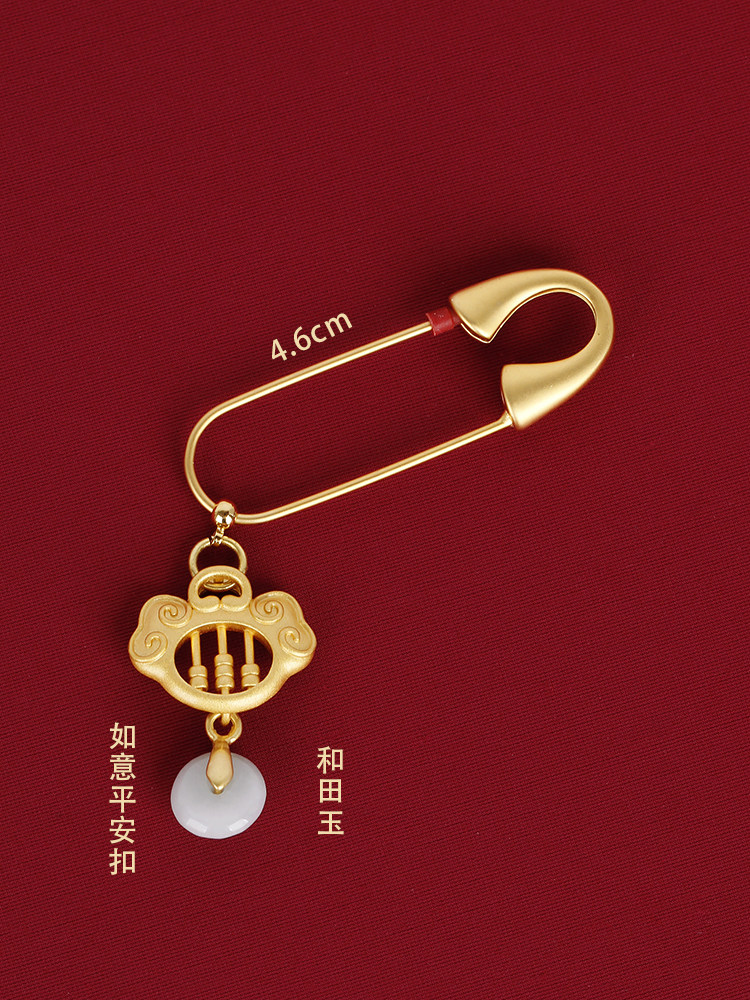 黄金色宝宝别针孕妇婴儿外出平安挂件古法沙金虎手工红绳胸针