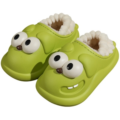 新款卡通毛绒大眼狗棉鞋