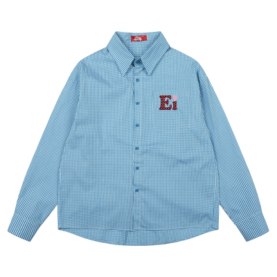 DHSS美式复古格纹长袖情侣衬衫