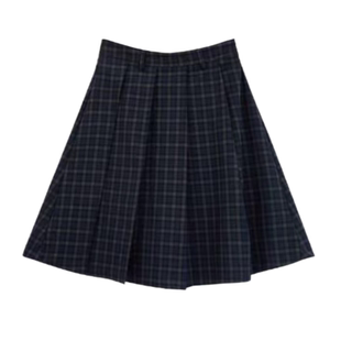 复古格纹百褶裙中长款秋冬显瘦半身裙韩系格子大码加长a字裙学院