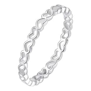 S999足银戒指女款爱心形满天星食指环尾戒纯银闭口送女友闺蜜礼物