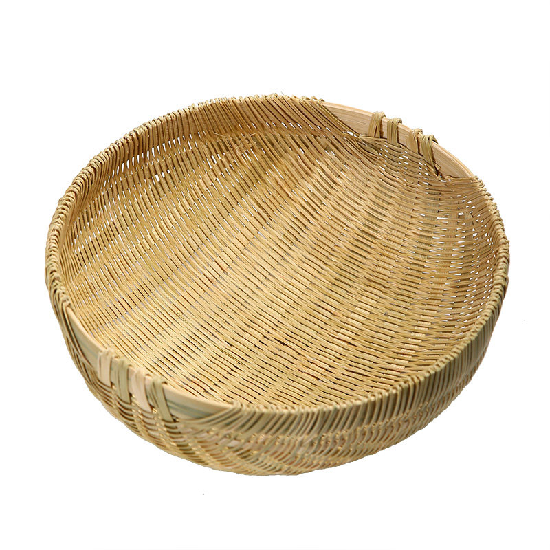 竹编圆筲箕无孔簸箕家用淘米篮朱筛子水果菜蓝 馒头筐 沥水篮包邮
