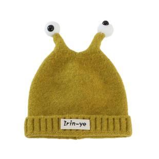 婴儿帽子秋冬季可爱触角保暖针织帽男孩女宝宝冬天防风套头毛线帽