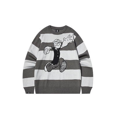 【大力水手联名】BEASTER奥莱条纹图案针织衫男美式休闲新款毛衣