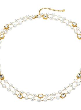 KREAM复古超长贝珠锆石项链