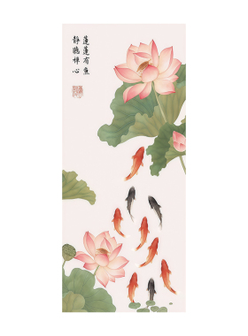 九鱼图消防栓装饰遮挡自粘贴纸画