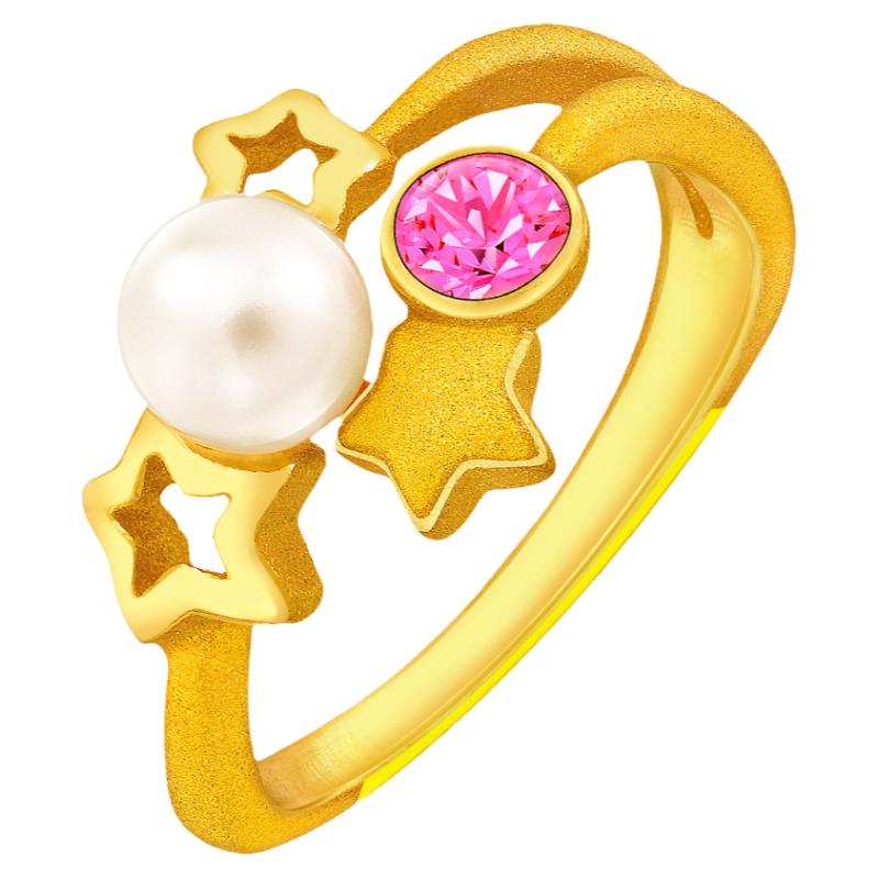 justgold珍珠足金戒指