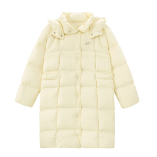 UNIFREE长款泡芙感羽绒服0压轻暖直筒90白鸭绒保暖学院风柔软外套