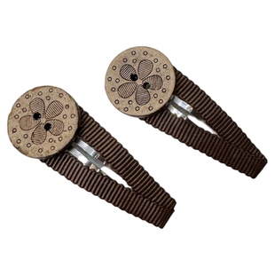 秋冬棕咖波点纽扣发夹可爱女童森系氛围感碎发夹发圈百搭ins发饰