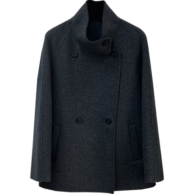 山羊绒羊毛极简风双面呢大衣外套