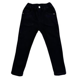 男女童加绒黑色小脚修身牛仔裤子厚韩版2025冬季宝宝潮流儿童长裤