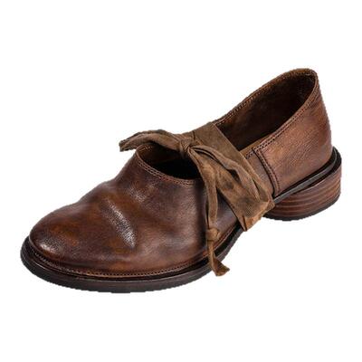 时尚轻奢个性绑带袋鼠皮乐福鞋