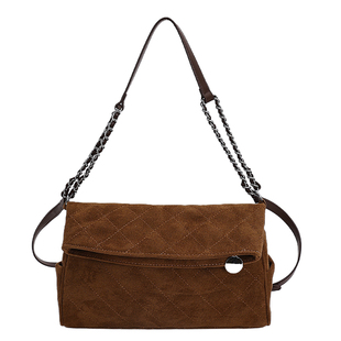 麂皮绒面菱格小包包女2025新款百搭链条托特包秋冬复古通勤斜挎包