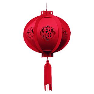 2021牛年商场装饰剪纸花灯纸雕宫灯diy手工无纺布灯笼可定制开票