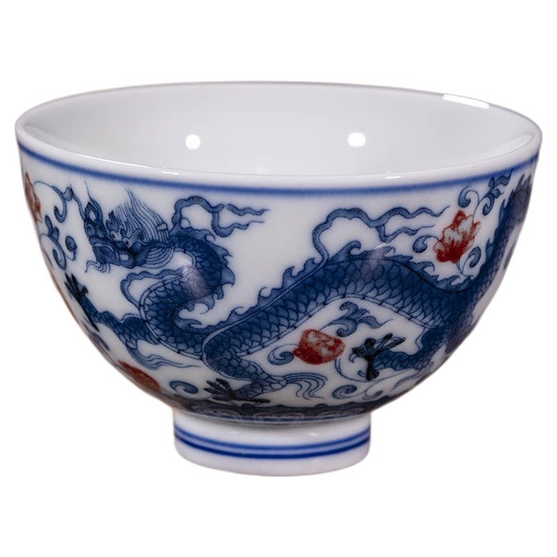 茶杯陶瓷茶碗小号品茗杯功夫茶具主人杯青花瓷釉下彩景德镇单个装