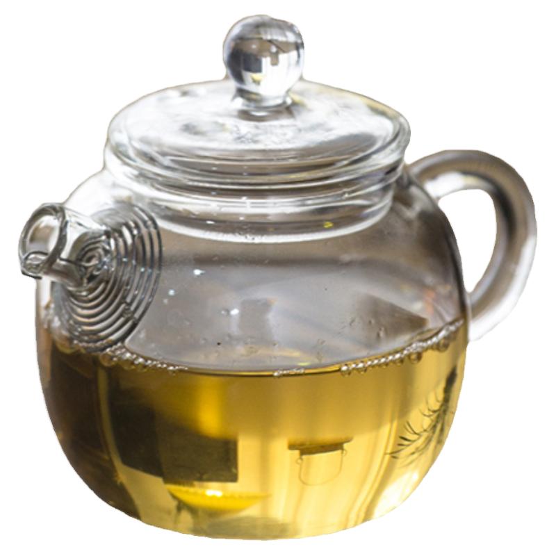 叶屿玻璃小壶小巨轮家用养生泡茶壶耐热玻璃带盖壶花茶绿茶壶中式