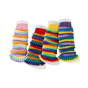 儿童彩虹堆堆袜套秋冬季新款女童护膝小腿袜宝宝过膝保暖洋气腿套