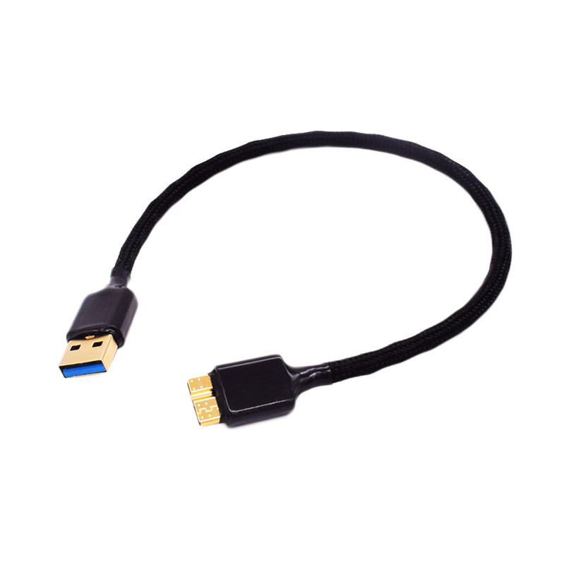 HIFI纯银线发烧级USB3.0 Type A转Micro-B硬盘连接线升级线DAC音频线电脑3.0usb三星东芝希捷wd硬盘盒数据线