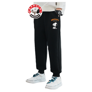 史努比男童加绒裤子儿童棉裤2022新款冬季加厚运动裤中大童保暖裤