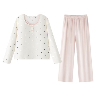 BE睡衣带胸垫女冬季长袖可外穿海岛绒家居服薄绒冬天牛奶绒法兰绒