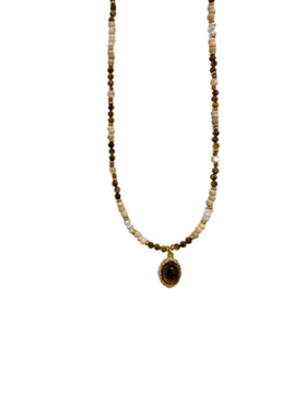 KISOL天然黄色虎眼石叠戴颈链女~