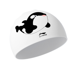 李宁儿童泳帽卡通可爱防水不勒头男童硅胶游泳帽女童女孩防晒帽子