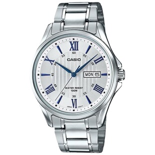 卡西欧CASIO 复古时尚休闲商务指针式钢带防水石英表MTP-1384D-1A