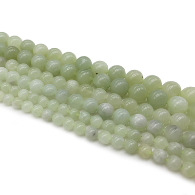 岫玉新山玉散珠子石头玉髓青提奶盖手工串珠手链项链配饰diy圆珠