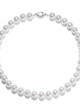 施家珍珠10mm正圆白色珍珠项链