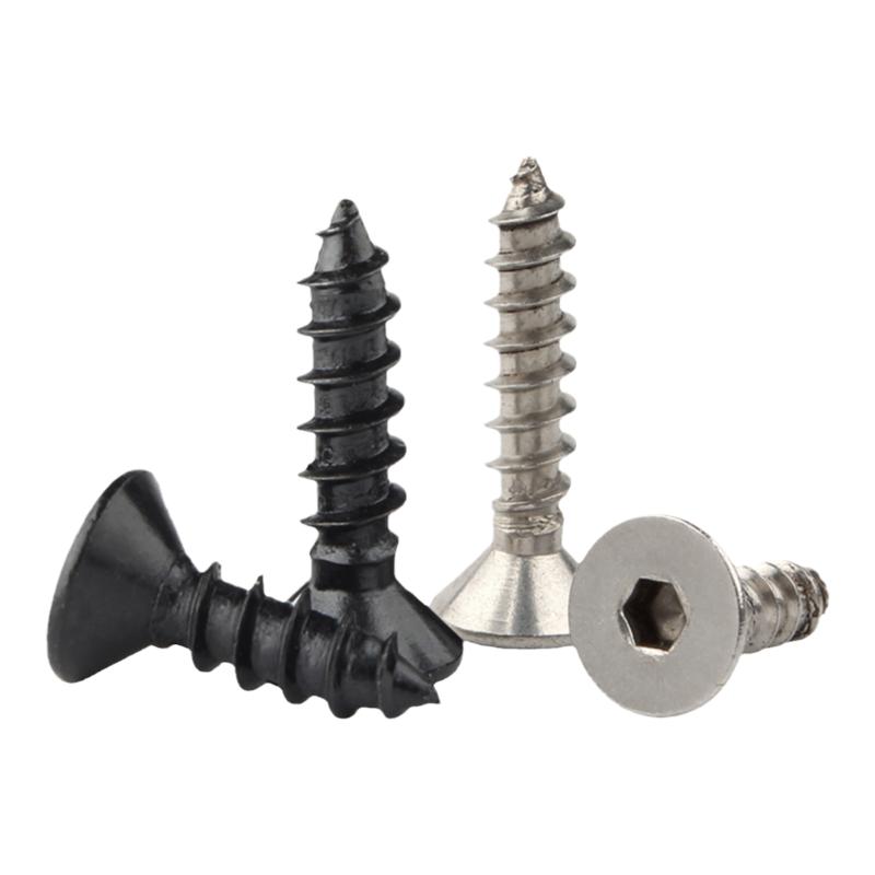 8.8级发黑色平头内六角自攻螺丝 沉头自攻钉木螺钉自攻丝M3M4M5M6