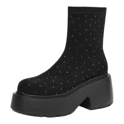 妙丽水钻高跟马丁靴巨好看