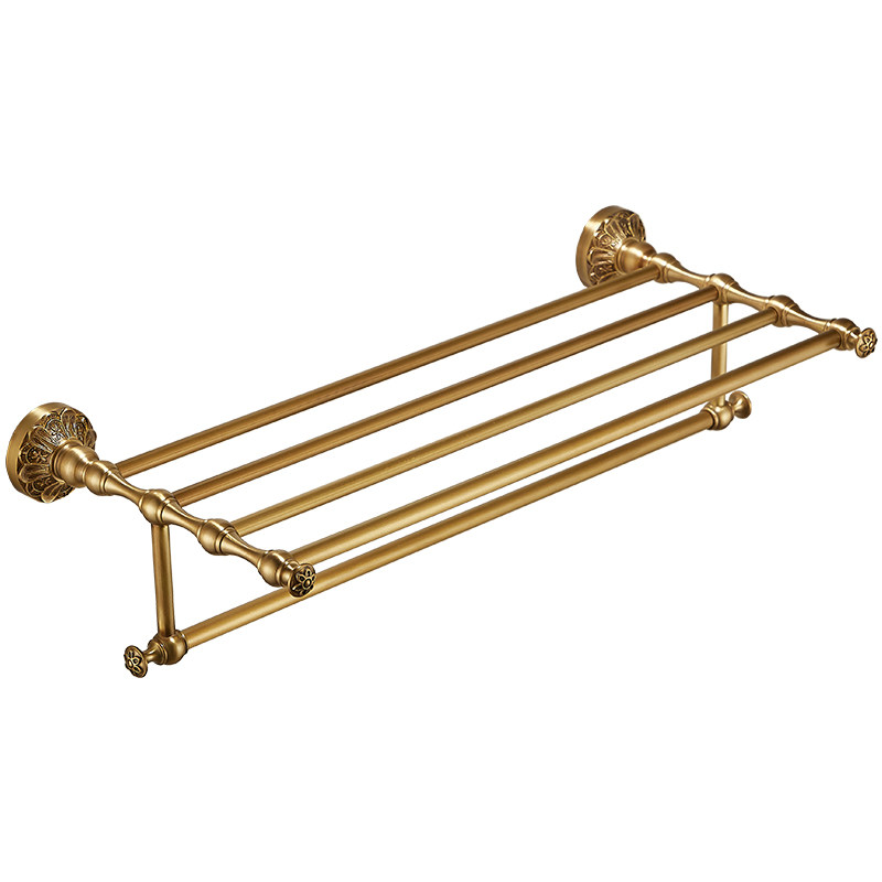 复古全铜毛巾架套装仿古浴巾架