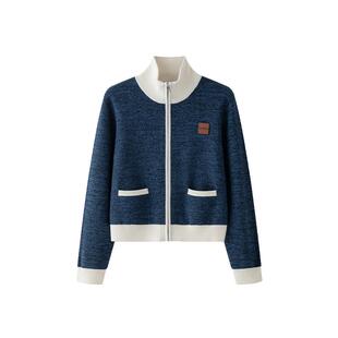 【美丽诺绵羊毛】羊织道 峡湾 仿牛仔长袖针织开衫女春季运动外套