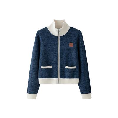 美丽诺绵羊毛羊织道运动立领开衫