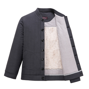 蒙驼加厚冬季驼绒中老年男棉衣爸爸棉袄外套加绒保暖宽松老年棉服