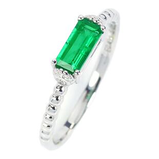 阿富汗潘杰希尔18K白金天然祖母绿戒指 VVG色镶钻石女款带双证书