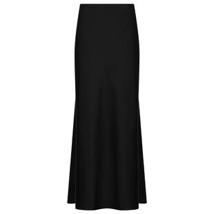 COCOBELLA黑色仿醋酸垂坠感半身裙女26春优雅气质通勤长裙HS0069