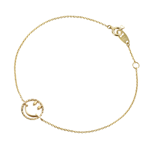 日本18K微笑套装 女表情手链项链耳钉戒指纯银黄金锁钻石骨链手镯