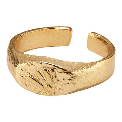 RoundFace24SS浮雕造型金色戒指