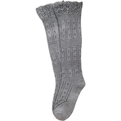 灰色格雷系镂空羊毛小腿袜女秋冬