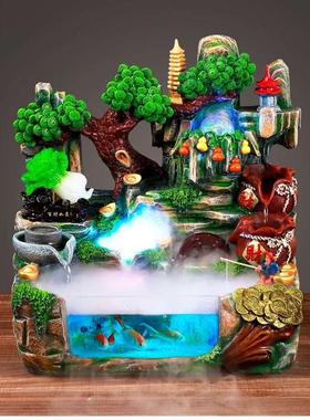 假山流水喷泉客厅摆件循环流水新中式招财桌面造景居家镇宅转运