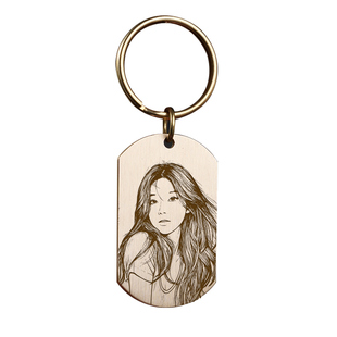 照片定制黄铜人像牌钥匙扣生日礼物送老公男友跨新年纪念情侣挂件