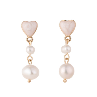 浮漾FLOAT小巧简约小爱心淡水珍珠耳环女日常可爱心形耳饰925银针