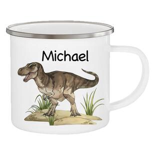 咚 沙卡拉卡 霸王龙搪瓷杯 小朋友喝水杯子 幼儿园居家牛奶马克杯