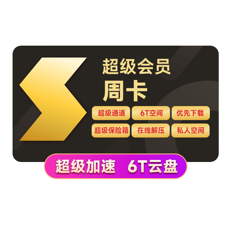 迅雷超级会员SVIP7天卡续订月卡10T空间超级通道加速