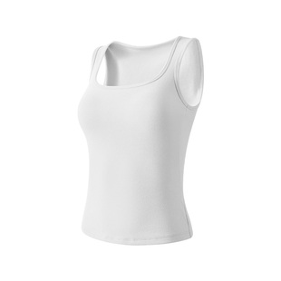 进口莱赛尔菇娘家带胸垫吊带背心女白色美背一体式无痕内搭文胸