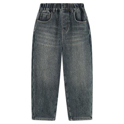 RBIGX瑞比克童装2025冬季新款大廓型阔腿裤百搭帅气加绒牛仔裤