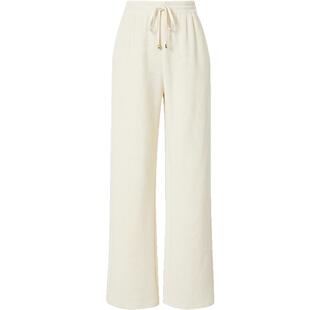 红袖outlets纯色系带松紧腰阔腿裤hopeshow冬显瘦直筒休闲裤