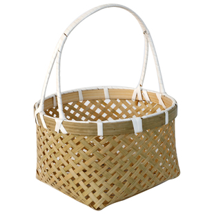 手工竹编制品摘水果小提篮镂空收纳迷你婴儿提篮竹制品装饰摆件篮